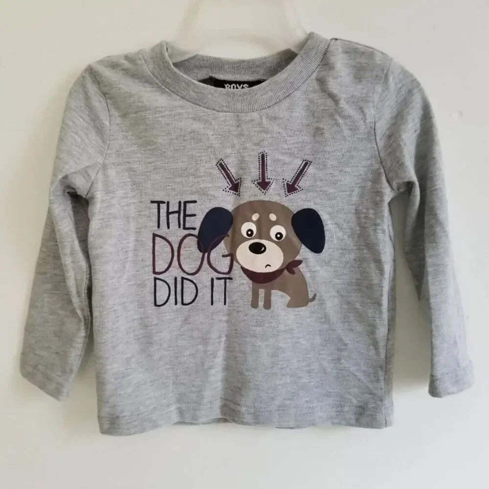 Boys Outfit 18M Hooded Jacket, Cord Pants, Long Sleeve T-Shirt Dog Graphic